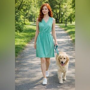 Sz S Vera Moda Sleeveless Mint Green Faux Wrap Summer Midi Dress